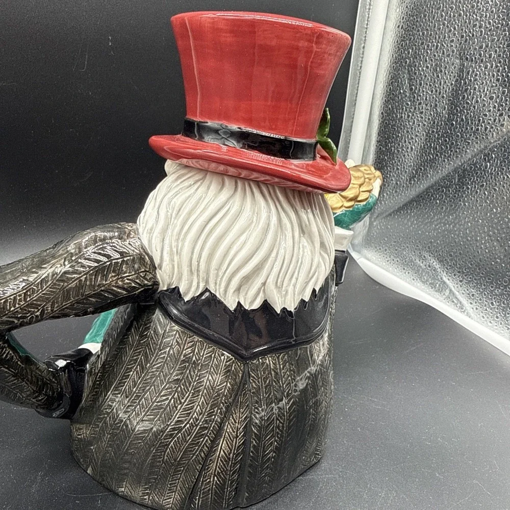 Ebenezer Scrooge A Christmas Carol Character Teapot Red Top Hat Holiday Decor